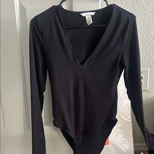 H&M Deep V-Neck Black Bodysuit